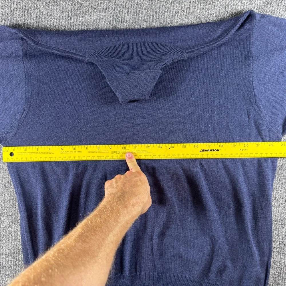 Paolo Valenzi Turtleneck Sweater Mens XL Blue Merino Wool Blend Knit Pullover